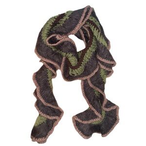 Lucky Brand Army Green Beige & Brown Warm Winter Scarf